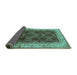 Sideview of Oriental Turquoise Traditional Rug, urb879turq