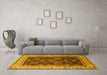 Machine Washable Oriental Yellow Traditional Rug in a Living Room, wshurb879yw