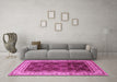 Machine Washable Oriental Pink Traditional Rug in a Living Room, wshurb879pnk