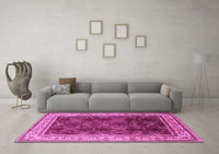 Machine Washable Oriental Pink Traditional Rug, wshurb879pnk