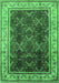 Machine Washable Oriental Emerald Green Traditional Area Rugs, wshurb879emgrn