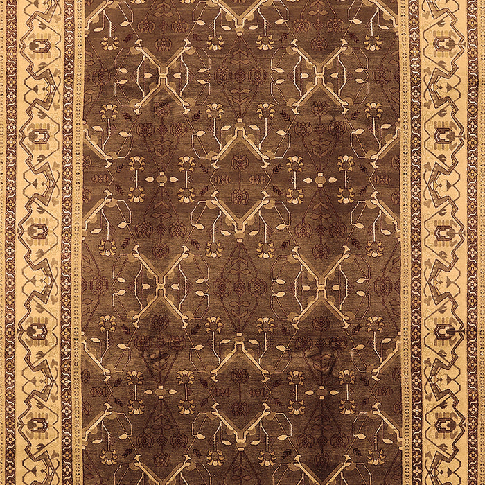 Machine Washable Oriental Brown Traditional Rug, wshurb879brn