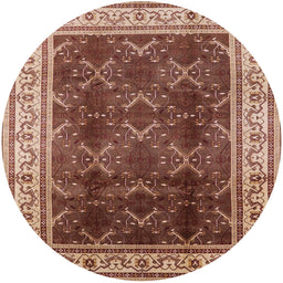 Round Machine Washable Industrial Modern Saffron Red Rug, wshurb879