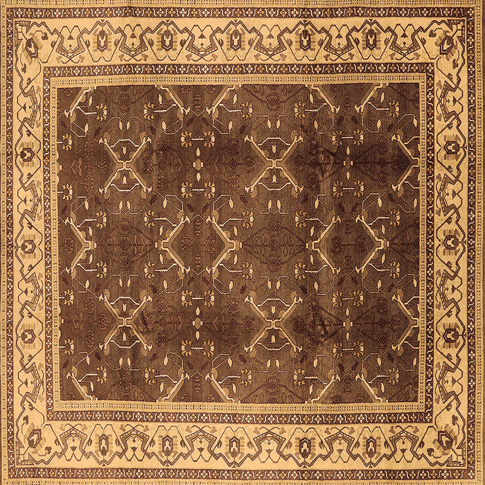 Square Oriental Brown Traditional Rug, urb879brn