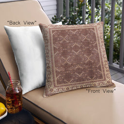 Front View of Mid-Century Modern Urban Square Saffron Red Throw Pillow, 18 inch by 18 inch, pwurb879