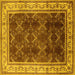 Square Machine Washable Oriental Yellow Traditional Rug, wshurb879yw