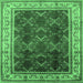 Square Machine Washable Oriental Emerald Green Traditional Area Rugs, wshurb879emgrn