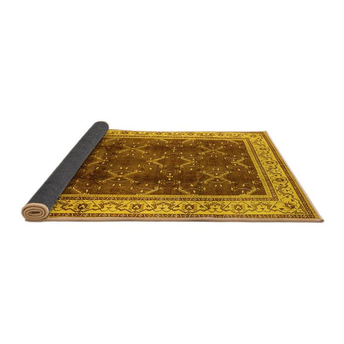 Sideview of Oriental Yellow Traditional Rug, urb879yw
