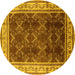 Round Oriental Yellow Traditional Rug, urb879yw