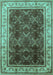 Machine Washable Oriental Turquoise Traditional Area Rugs, wshurb879turq
