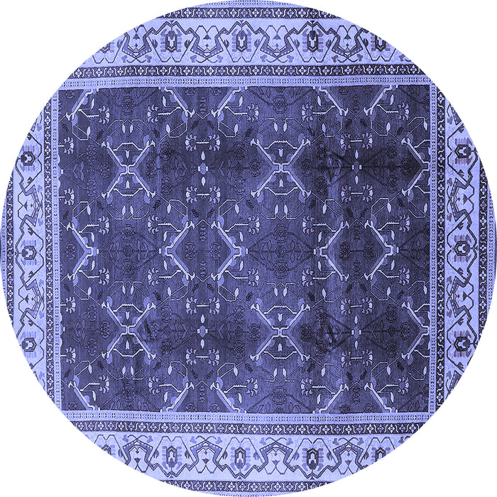Round Oriental Blue Traditional Rug, urb879blu