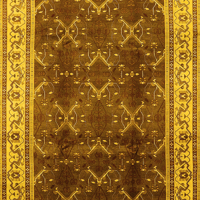 Machine Washable Oriental Yellow Traditional Rug, wshurb879yw