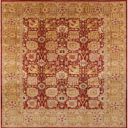 Square Mid-Century Modern Orange Oriental Rug, urb880