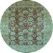 Round Oriental Light Blue Traditional Rug, urb880lblu