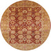 Round Mid-Century Modern Orange Oriental Rug, urb880