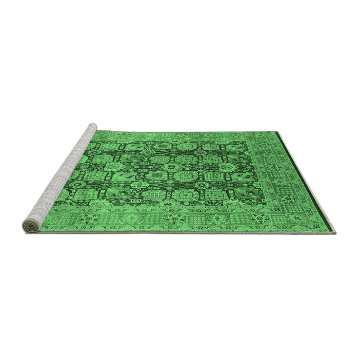 Sideview of Machine Washable Oriental Emerald Green Traditional Area Rugs, wshurb880emgrn