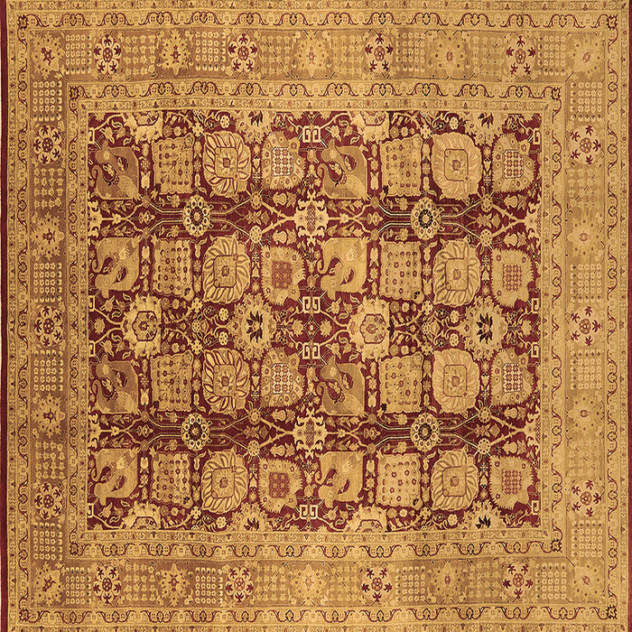 Square Machine Washable Oriental Brown Traditional Rug, wshurb880brn