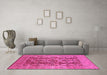 Machine Washable Oriental Pink Traditional Rug in a Living Room, wshurb880pnk