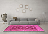 Machine Washable Oriental Pink Traditional Rug, wshurb880pnk