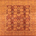 Square Machine Washable Oriental Orange Traditional Area Rugs, wshurb880org