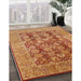 Mid-Century Modern Orange Oriental Rug in Family Room, urb880