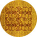 Round Oriental Yellow Traditional Rug, urb880yw