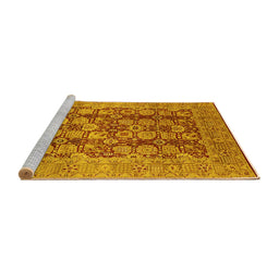 Sideview of Machine Washable Oriental Yellow Traditional Rug, wshurb880yw