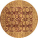 Round Machine Washable Oriental Brown Traditional Rug, wshurb880brn