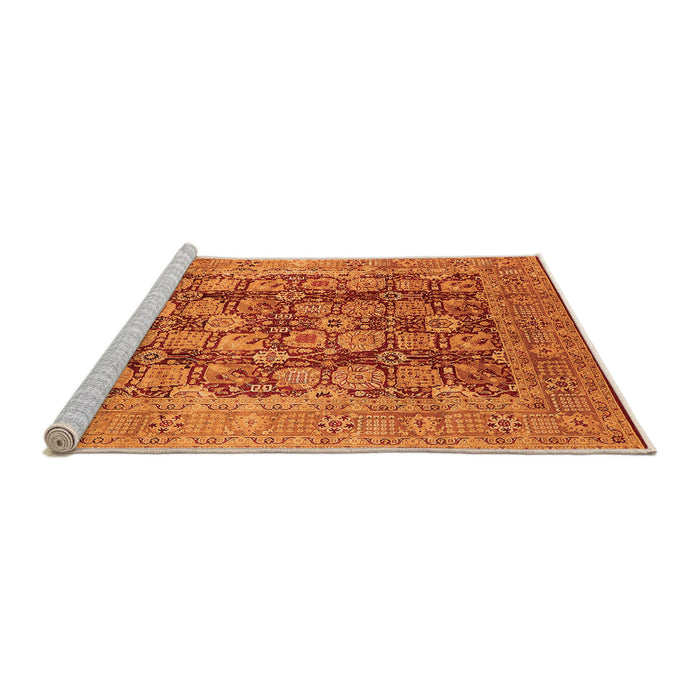Sideview of Machine Washable Oriental Orange Traditional Area Rugs, wshurb880org