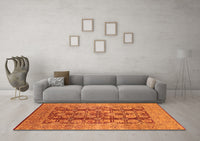 Machine Washable Oriental Orange Traditional Rug, wshurb880org