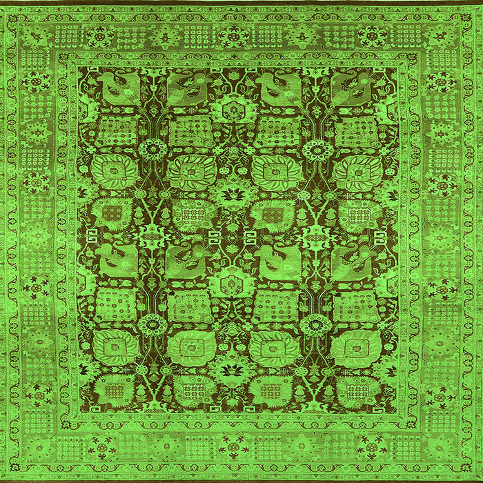 Square Machine Washable Oriental Green Traditional Area Rugs, wshurb880grn