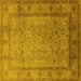 Square Oriental Yellow Traditional Rug, urb881yw