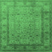 Square Oriental Emerald Green Traditional Rug, urb881emgrn