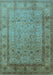 Machine Washable Oriental Light Blue Traditional Rug, wshurb881lblu