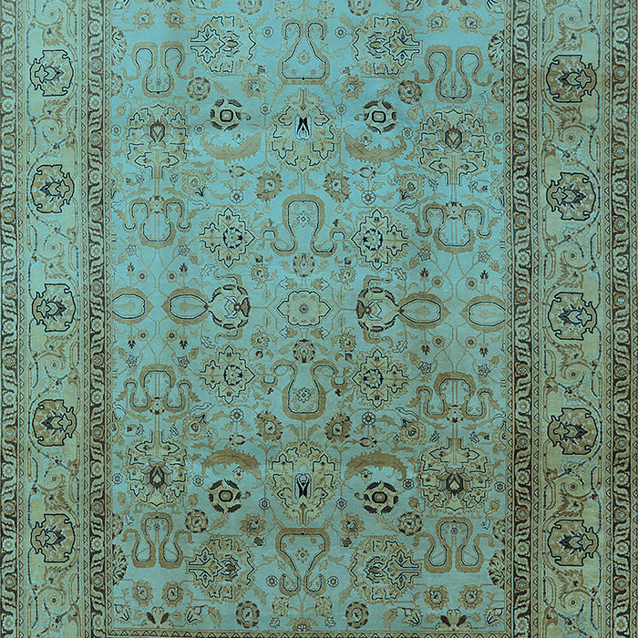 Machine Washable Oriental Light Blue Traditional Rug, wshurb881lblu