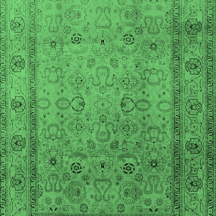 Machine Washable Oriental Emerald Green Traditional Area Rugs, wshurb881emgrn