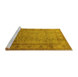 Sideview of Machine Washable Oriental Yellow Traditional Rug, wshurb881yw