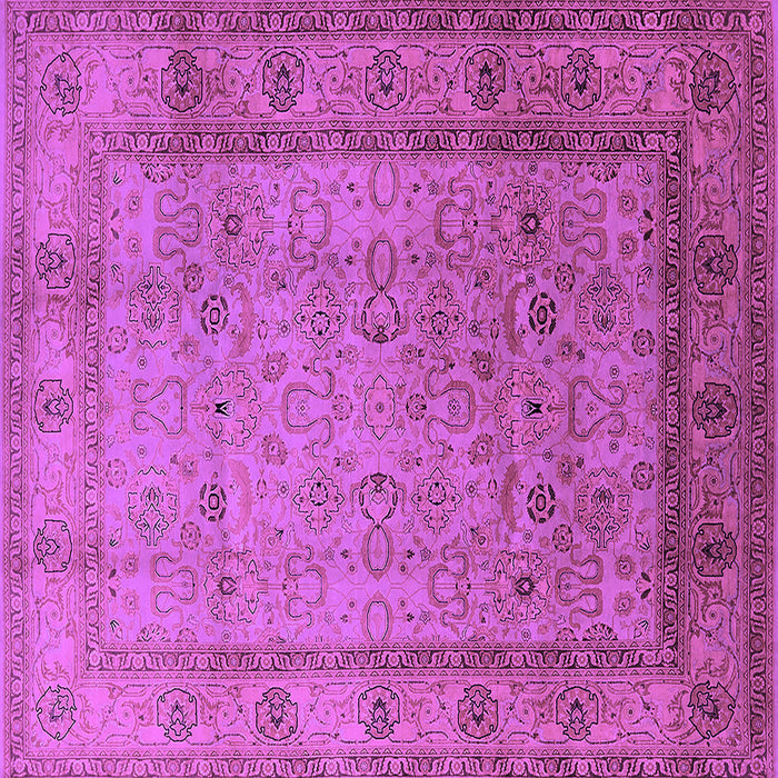 Square Machine Washable Oriental Purple Traditional Area Rugs, wshurb881pur