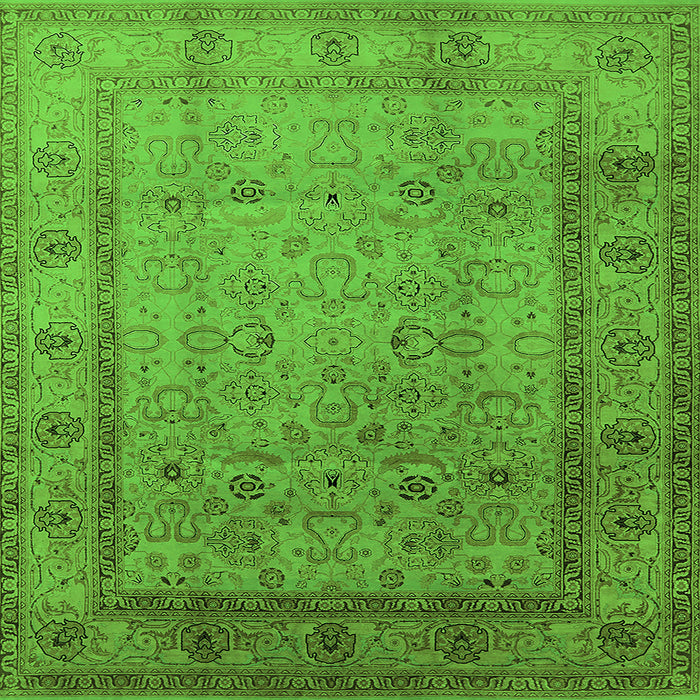 Square Oriental Green Traditional Rug, urb881grn