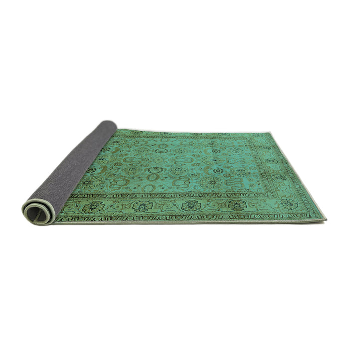 Sideview of Oriental Turquoise Traditional Rug, urb881turq