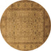 Round Oriental Brown Traditional Rug, urb881brn