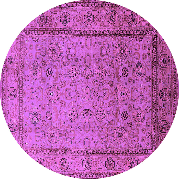 Round Oriental Purple Traditional Rug, urb881pur