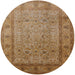 Round Mid-Century Modern Brown Oriental Rug, urb881
