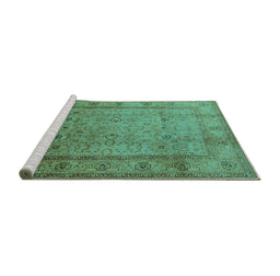 Sideview of Machine Washable Oriental Turquoise Traditional Area Rugs, wshurb881turq