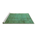 Sideview of Machine Washable Oriental Turquoise Traditional Area Rugs, wshurb881turq