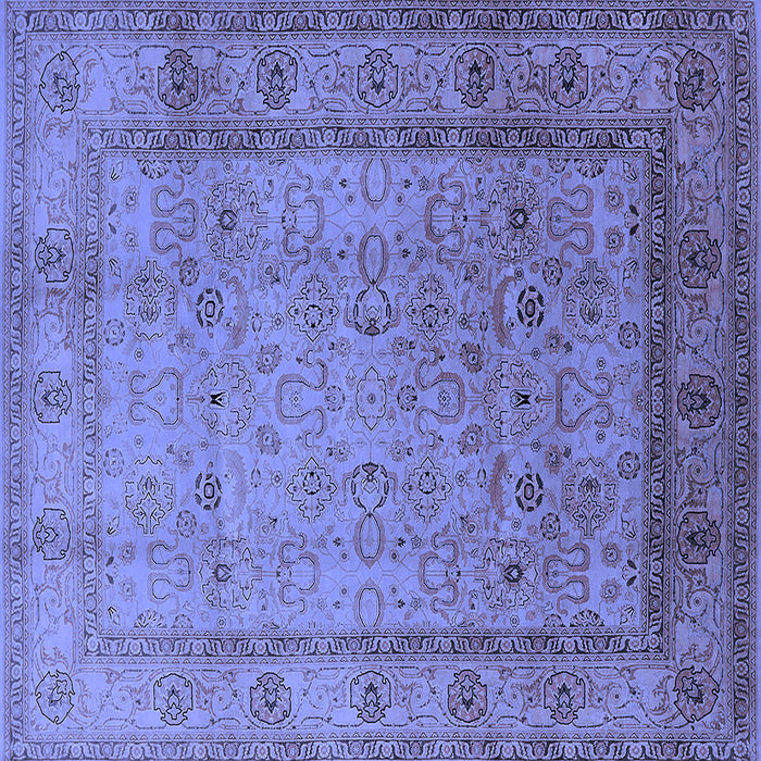 Square Machine Washable Oriental Blue Traditional Rug, wshurb881blu