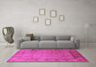 Machine Washable Oriental Pink Traditional Rug in a Living Room, wshurb881pnk