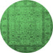 Round Oriental Emerald Green Traditional Rug, urb881emgrn