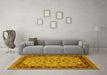 Machine Washable Oriental Yellow Traditional Rug in a Living Room, wshurb882yw