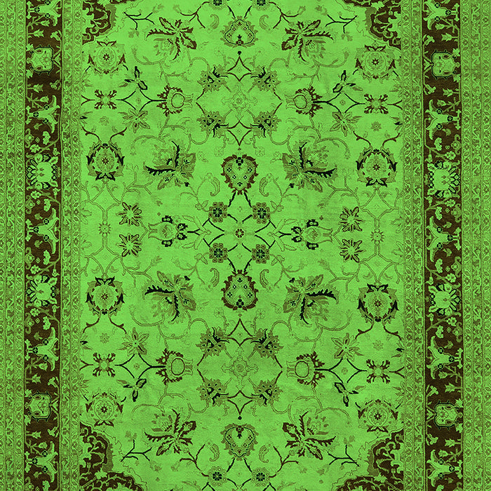 Machine Washable Oriental Green Traditional Area Rugs, wshurb882grn